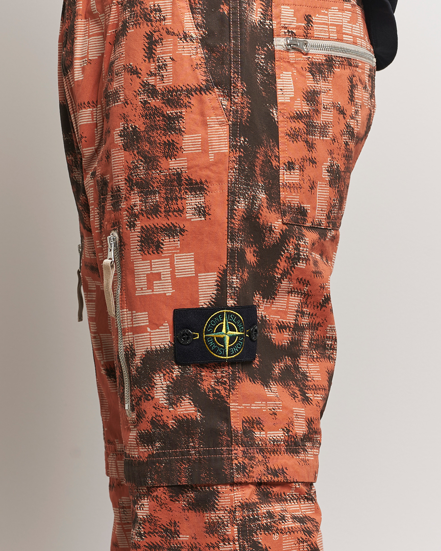 Herr | Byxor | Stone Island | Brused Cotton Canvas Camo Cargo Pants Orange