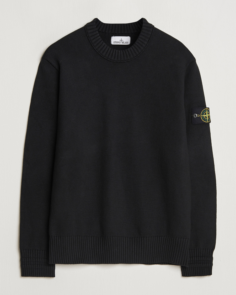 Herr | Tröjor | Stone Island | Winter Cotton Knitted Crew Neck Black