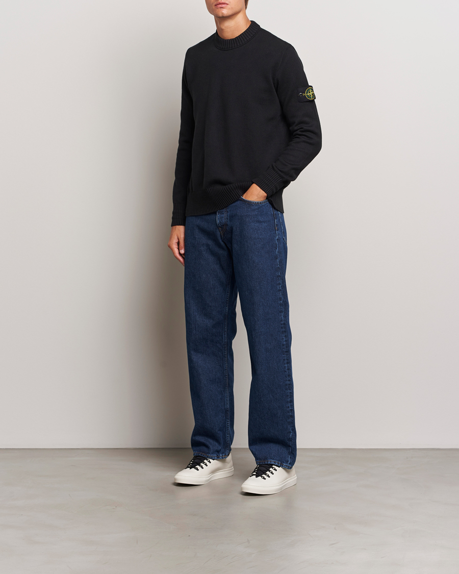 Herr | Tröjor | Stone Island | Winter Cotton Knitted Crew Neck Black