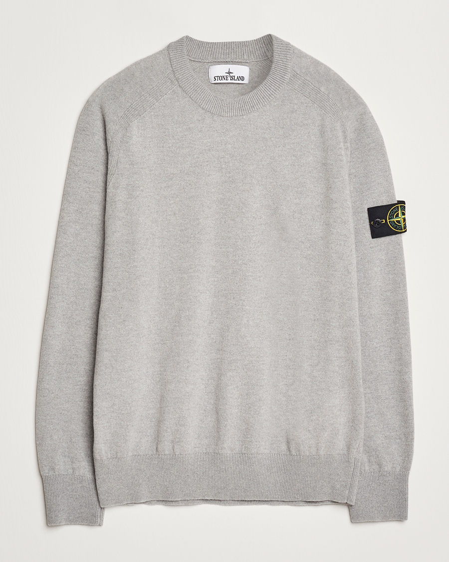 Herr | Tröjor | Stone Island | Cardigan Knit Geelong Wool Crew Neck Melange Grey