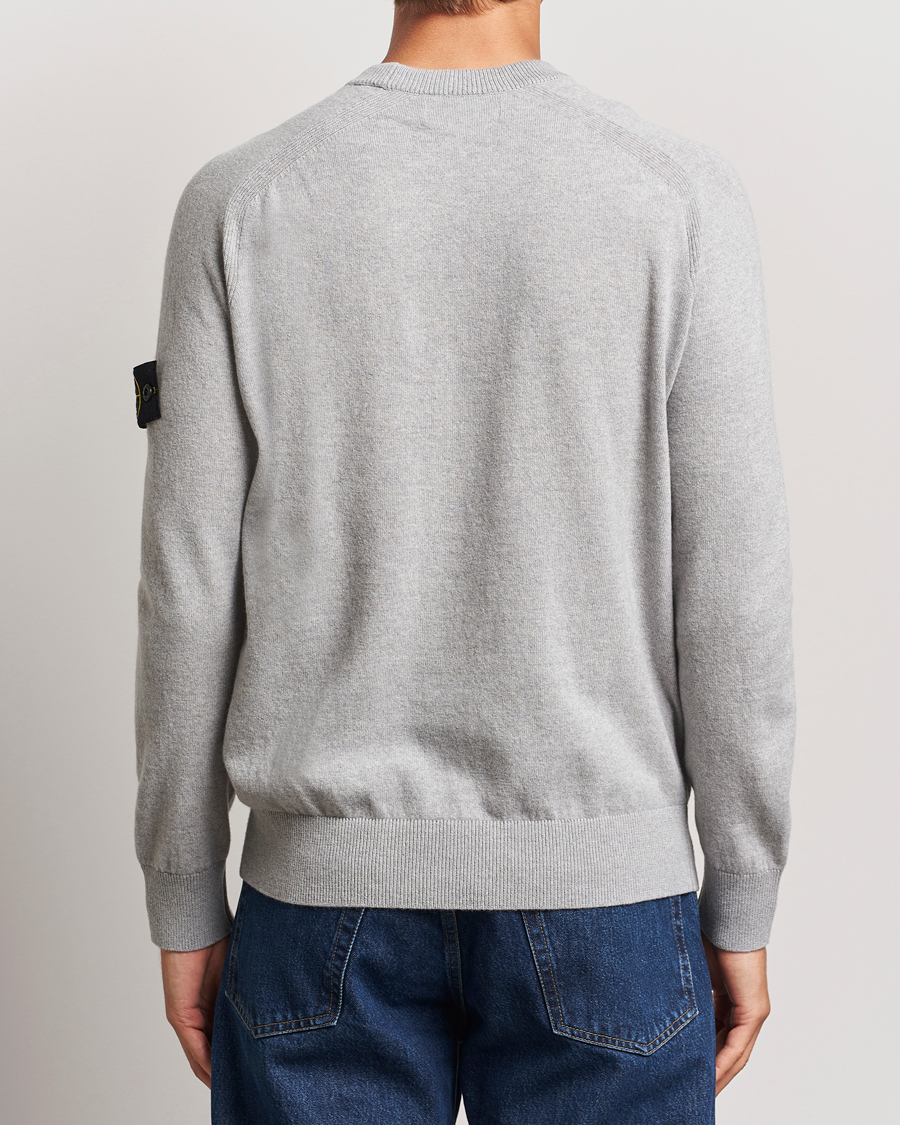 Herr | Tröjor | Stone Island | Cardigan Knit Geelong Wool Crew Neck Melange Grey