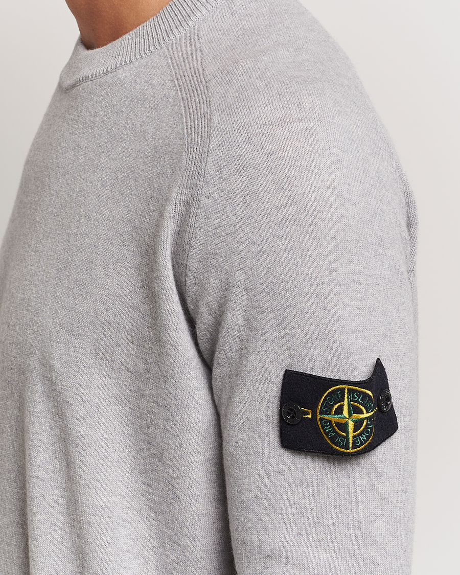 Herr | Tröjor | Stone Island | Cardigan Knit Geelong Wool Crew Neck Melange Grey