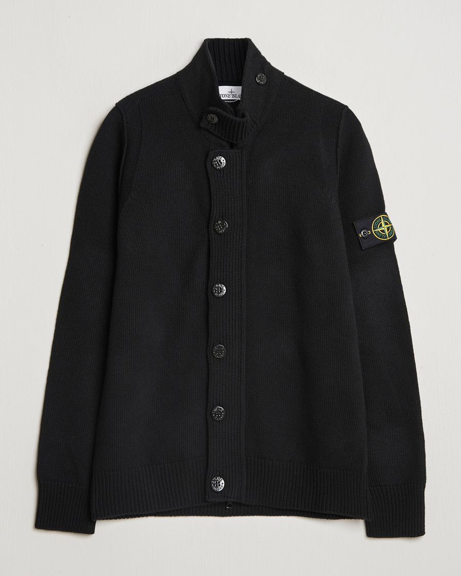 Herr | Tröjor | Stone Island | Knitted Lambswool Zip Cardigan Black