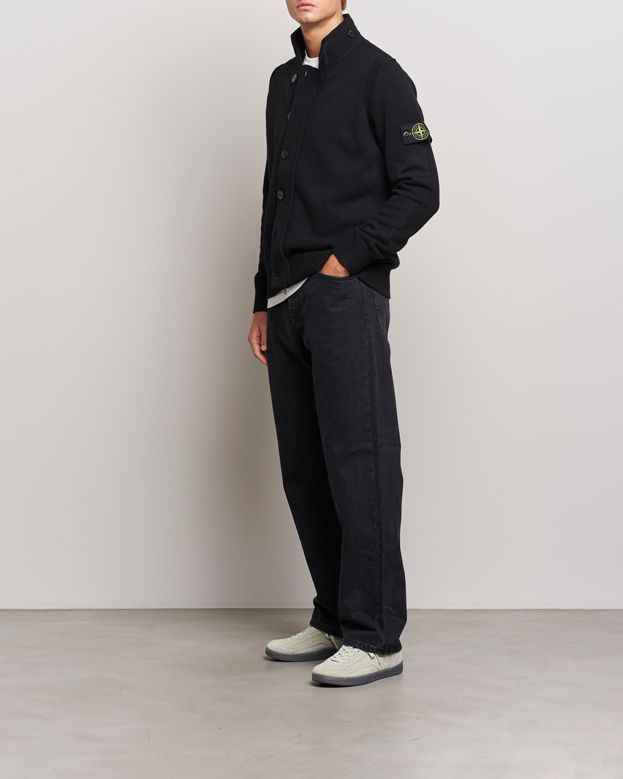 Herr | Tröjor | Stone Island | Knitted Lambswool Zip Cardigan Black