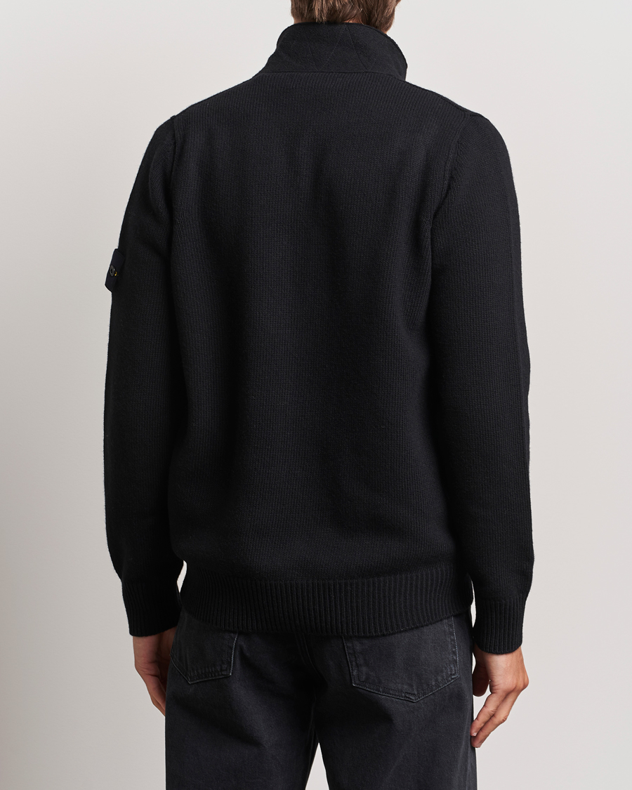 Herr | Tröjor | Stone Island | Knitted Lambswool Zip Cardigan Black