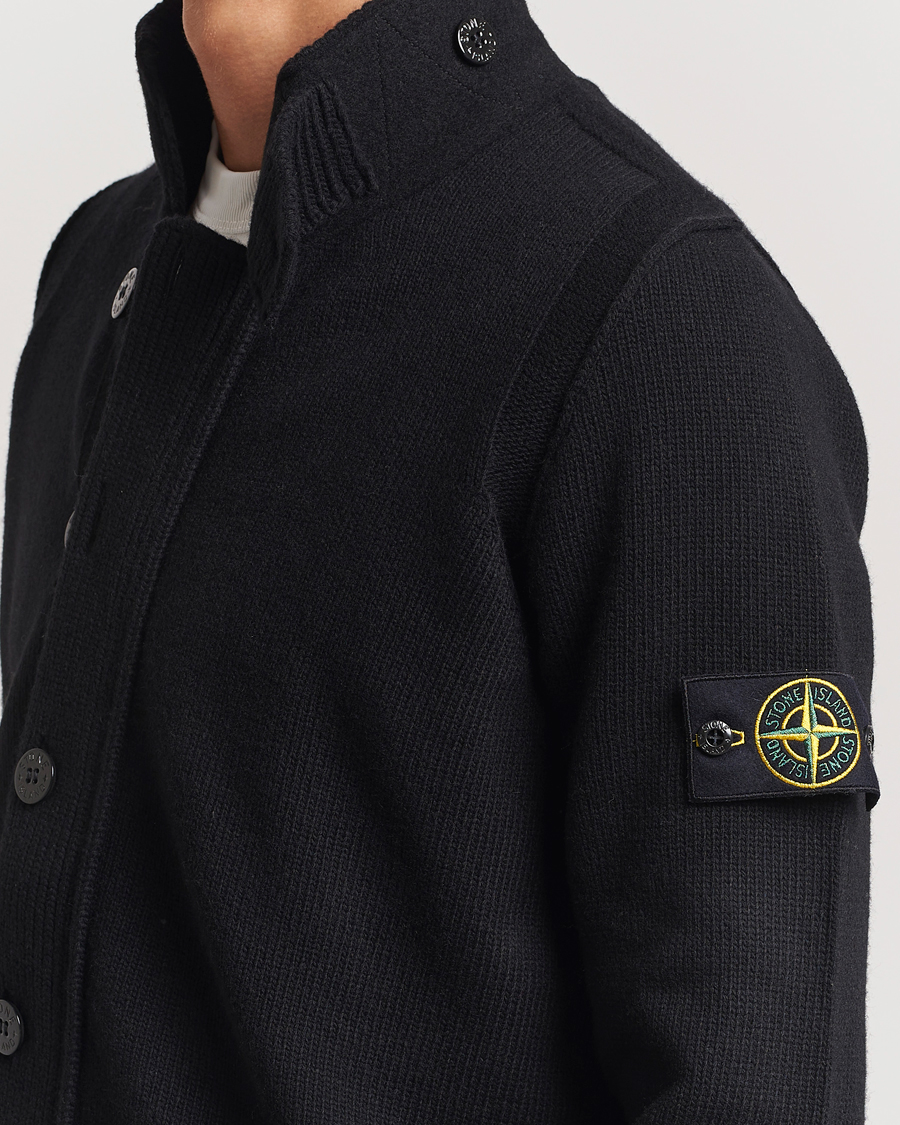 Herr | Tröjor | Stone Island | Knitted Lambswool Zip Cardigan Black