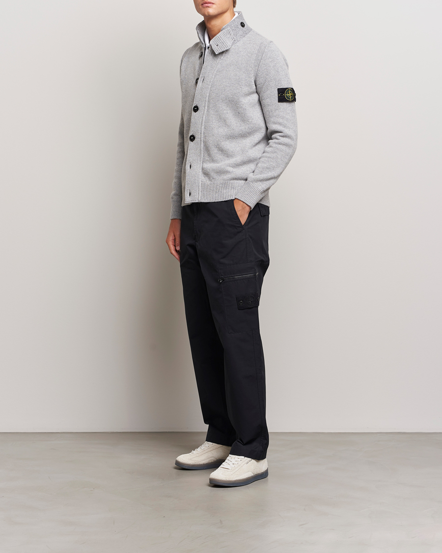 Herr | Tröjor | Stone Island | Knitted Lambswool Zip Cardigan Melange Grey