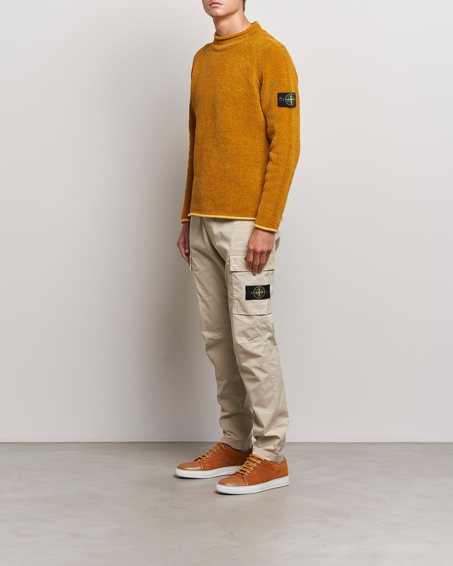 Herr | Tröjor | Stone Island | Cotton Chenille Mock Neck Mustard
