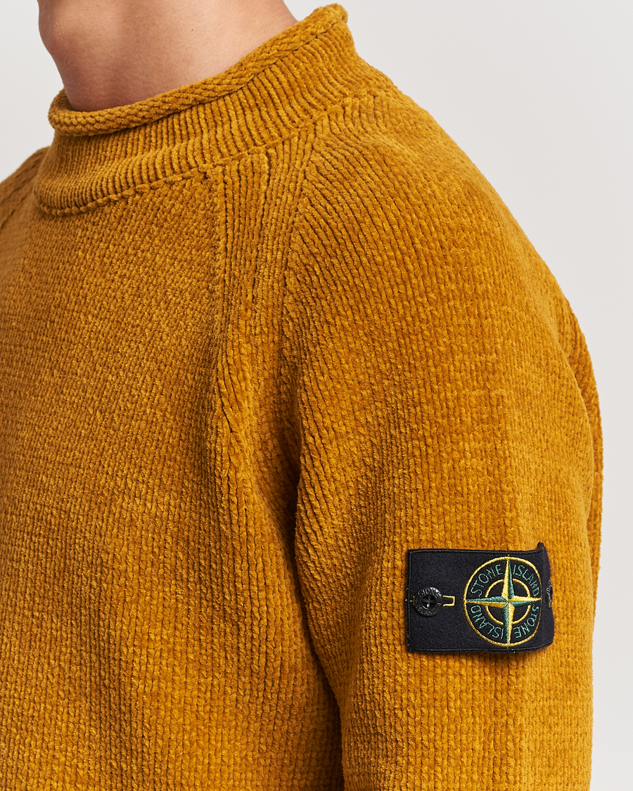 Herr | Tröjor | Stone Island | Cotton Chenille Mock Neck Mustard