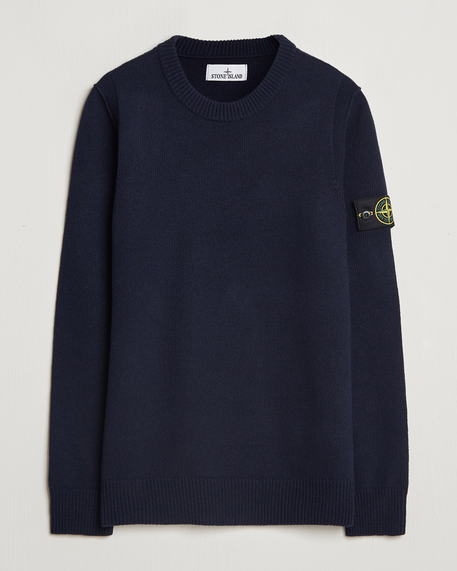 Herr | Tröjor | Stone Island | Knitted Lambwool Sweater Navy Blue