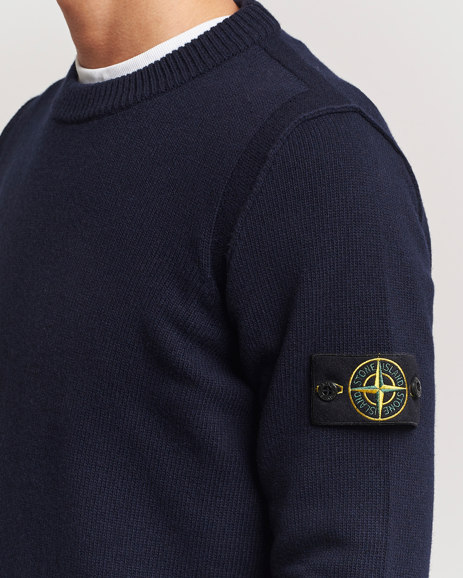 Herr | Tröjor | Stone Island | Knitted Lambwool Sweater Navy Blue