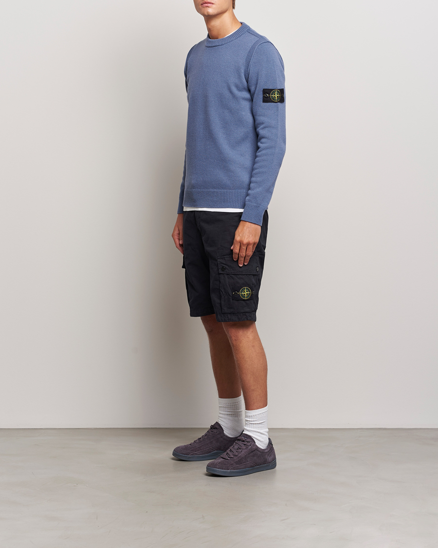 Herr | Tröjor | Stone Island | Knitted Lambwool Sweater Mid Blue