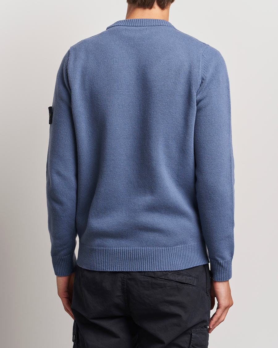 Herr | Tröjor | Stone Island | Knitted Lambwool Sweater Mid Blue