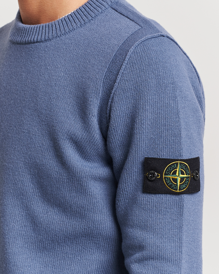 Herr | Tröjor | Stone Island | Knitted Lambwool Sweater Mid Blue