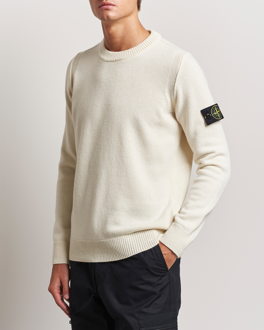 Herr | Tröjor | Stone Island | Knitted Lambwool Sweater Natural