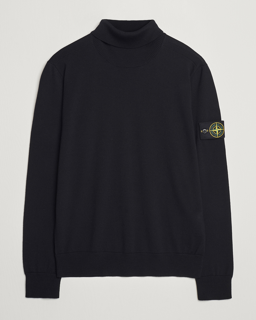 Herr | Tröjor | Stone Island | Knitted Wool Polo Black