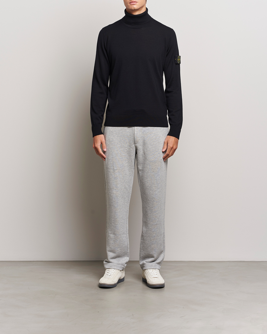 Herr | Tröjor | Stone Island | Knitted Wool Polo Black