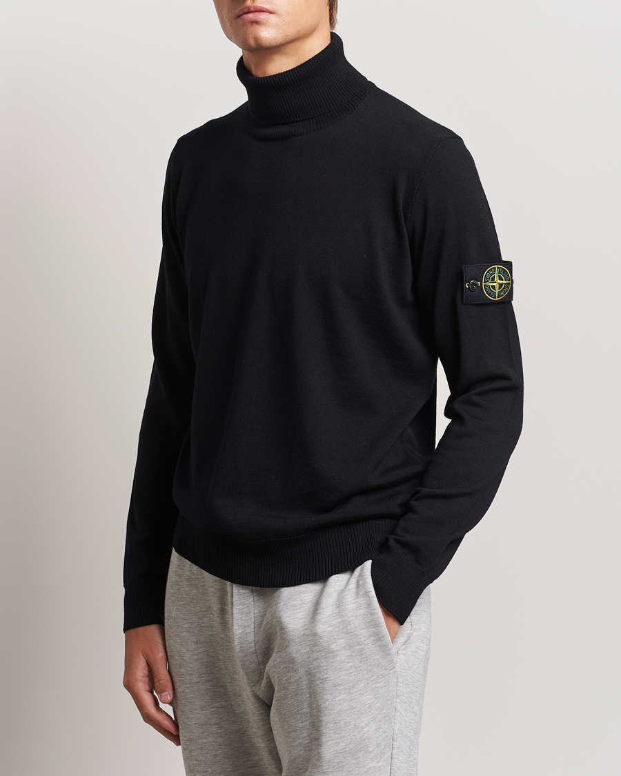 Herr | Tröjor | Stone Island | Knitted Wool Polo Black