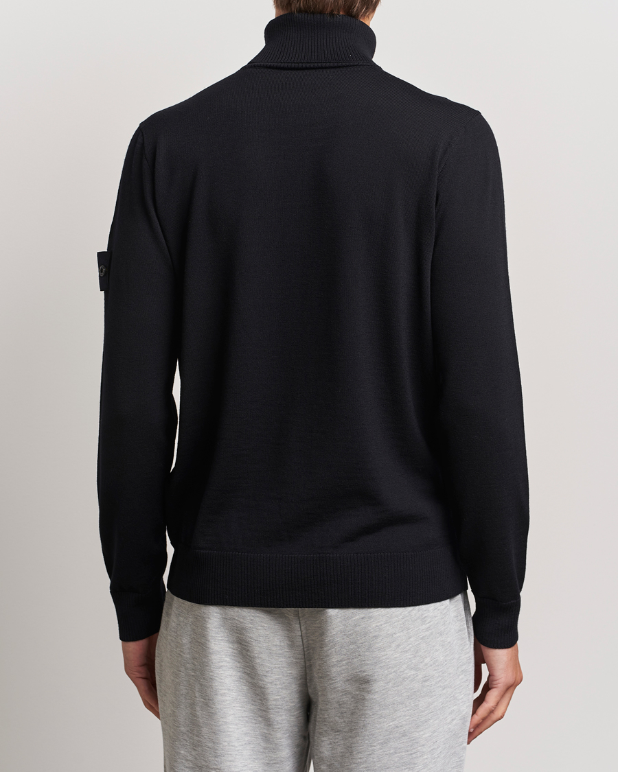 Herr | Tröjor | Stone Island | Knitted Wool Polo Black