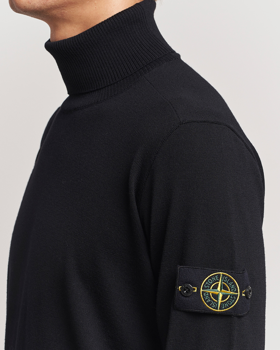 Herr | Tröjor | Stone Island | Knitted Wool Polo Black
