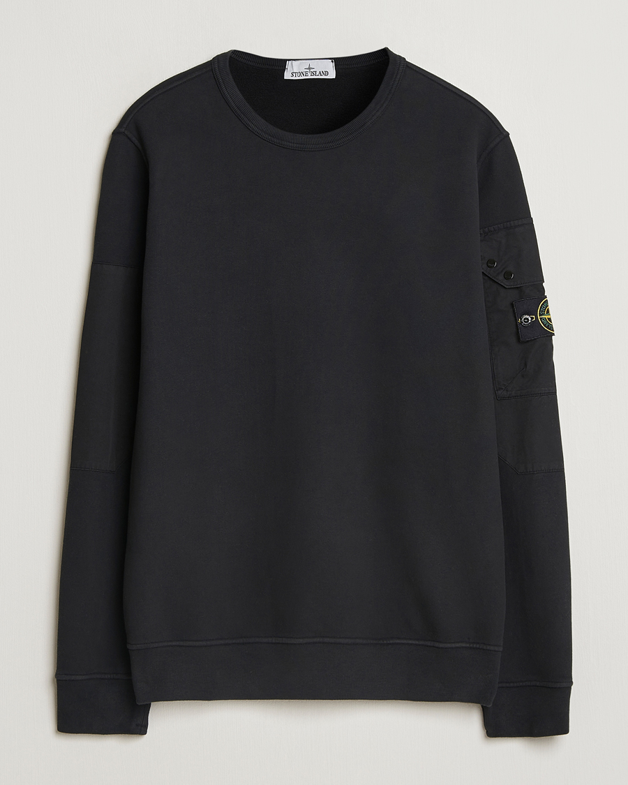 Herr | Tröjor | Stone Island | Brushed Cotton Fleece Sweatshirt Black