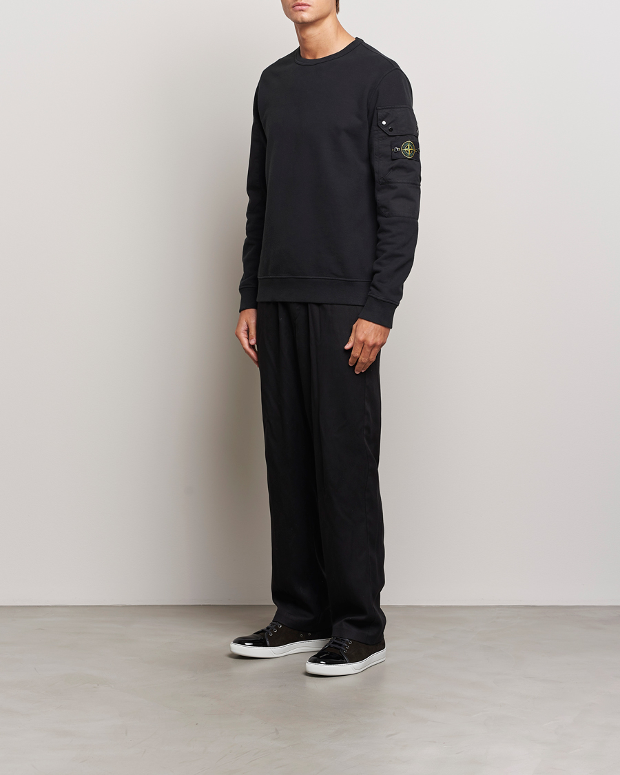 Herr | Tröjor | Stone Island | Brushed Cotton Fleece Sweatshirt Black