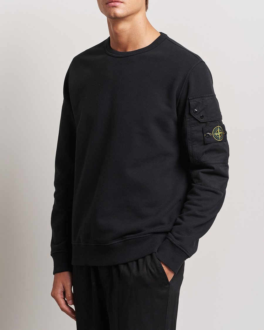 Herr | Tröjor | Stone Island | Brushed Cotton Fleece Sweatshirt Black