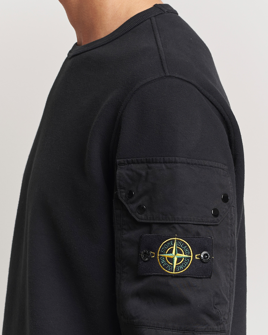 Herr | Tröjor | Stone Island | Brushed Cotton Fleece Sweatshirt Black