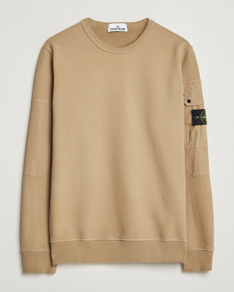 Herr | Tröjor | Stone Island | Brushed Cotton Fleece Sweatshirt Biscuit