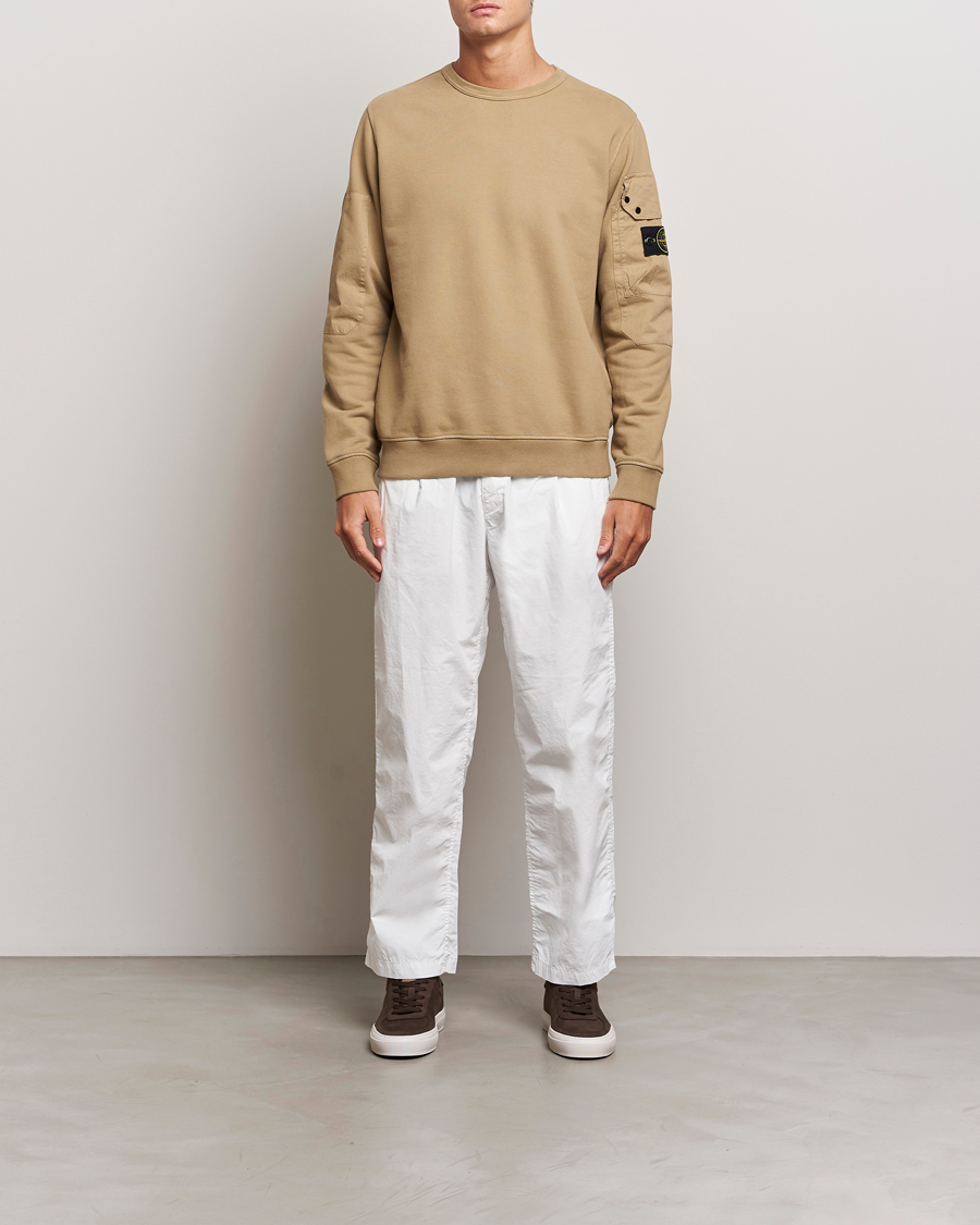 Herr | Tröjor | Stone Island | Brushed Cotton Fleece Sweatshirt Biscuit