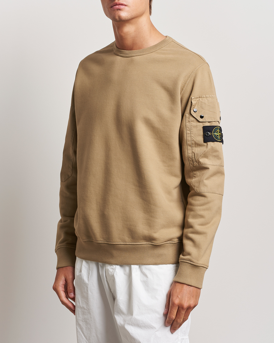 Herr | Tröjor | Stone Island | Brushed Cotton Fleece Sweatshirt Biscuit