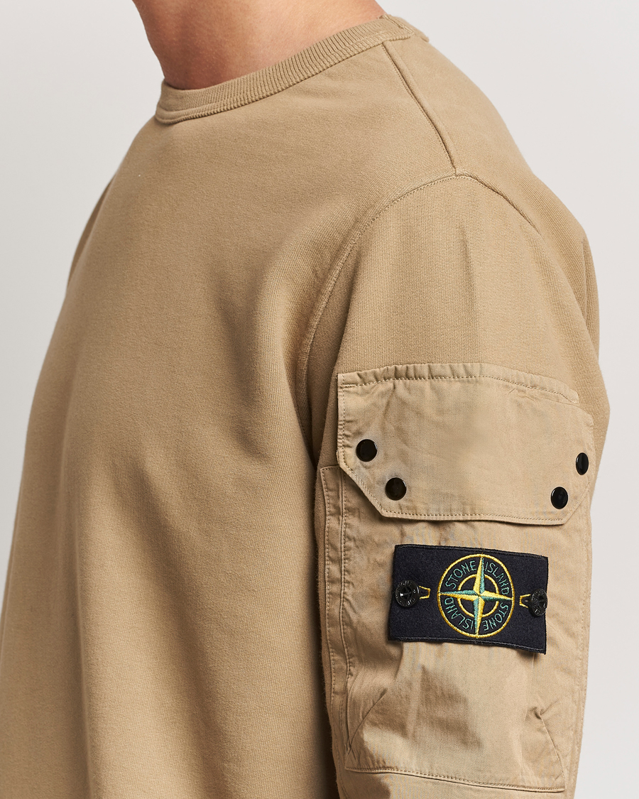 Herr | Tröjor | Stone Island | Brushed Cotton Fleece Sweatshirt Biscuit