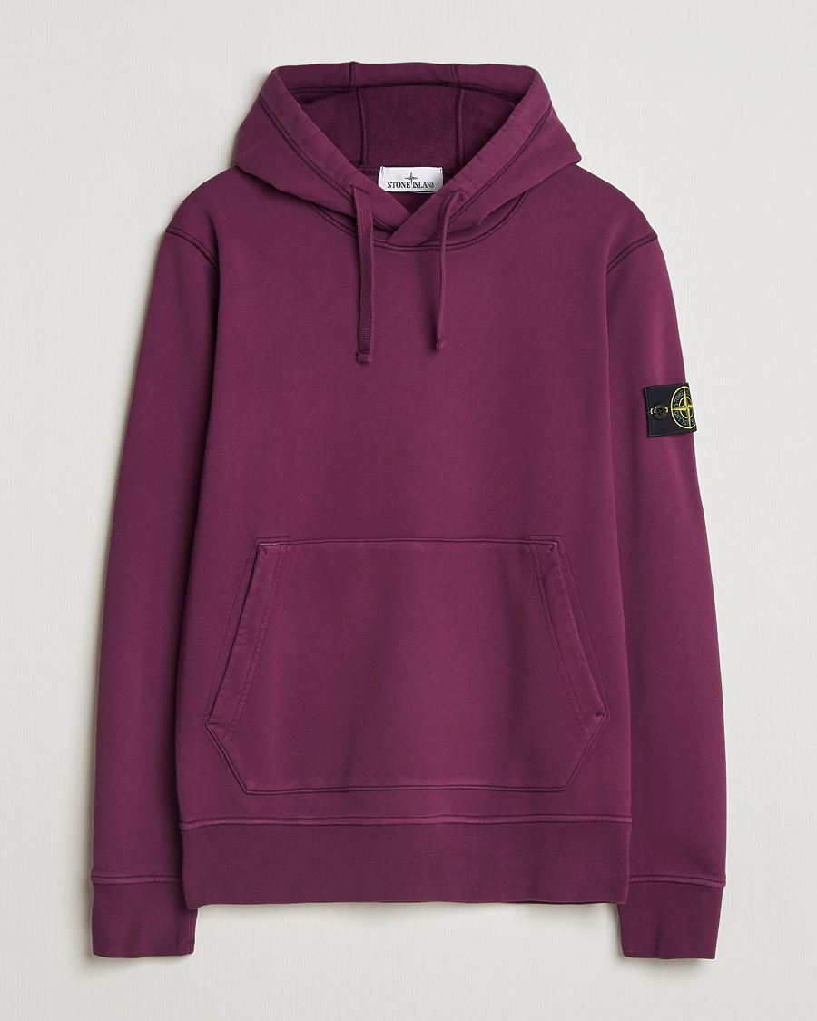 Herr | Tröjor | Stone Island | Garment Dyed Fleece Hood Burgundy