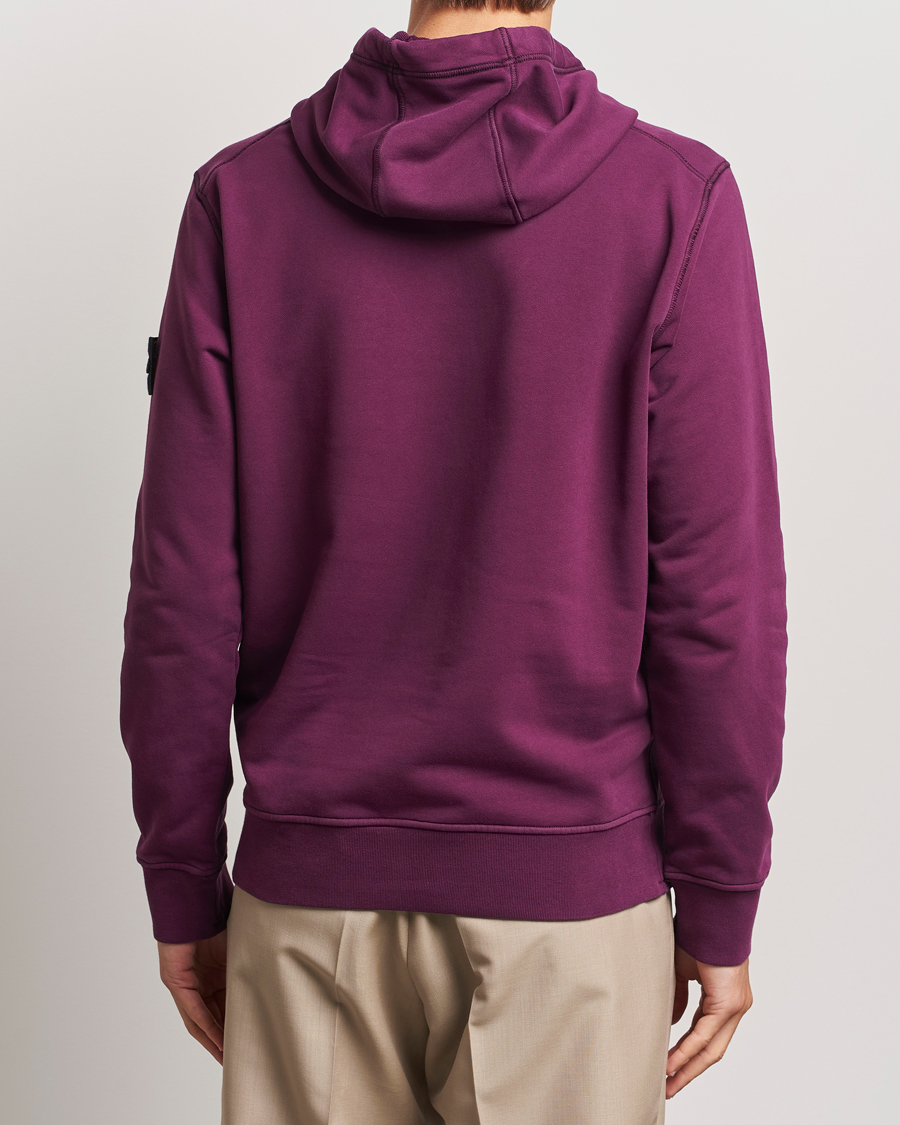 Herr | Tröjor | Stone Island | Garment Dyed Fleece Hood Burgundy