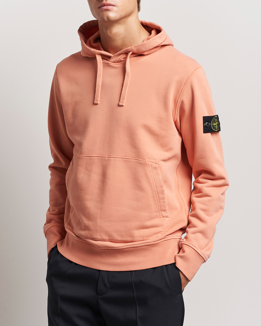 Herr | Tröjor | Stone Island | Garment Dyed Fleece Hood Orange