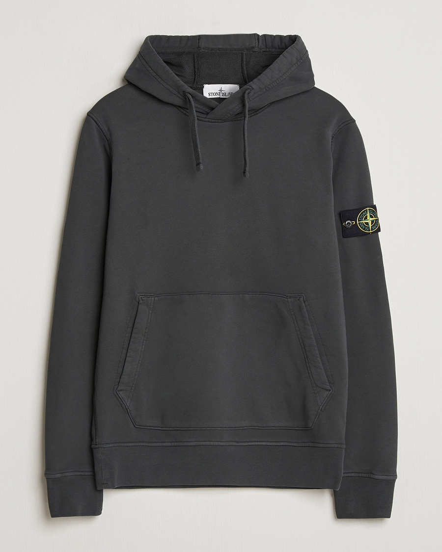 Herr | Tröjor | Stone Island | Garment Dyed Fleece Hood Lead Grey