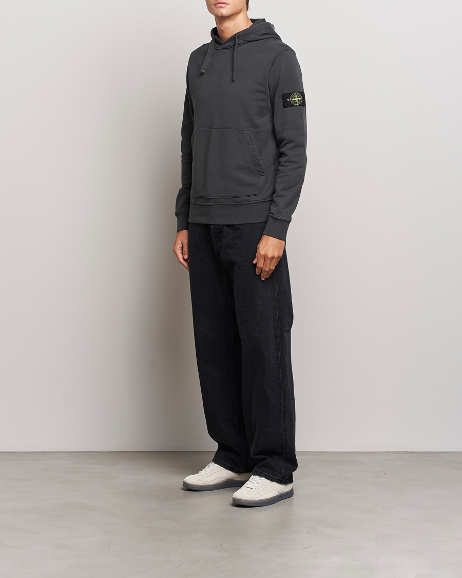 Herr | Tröjor | Stone Island | Garment Dyed Fleece Hood Lead Grey