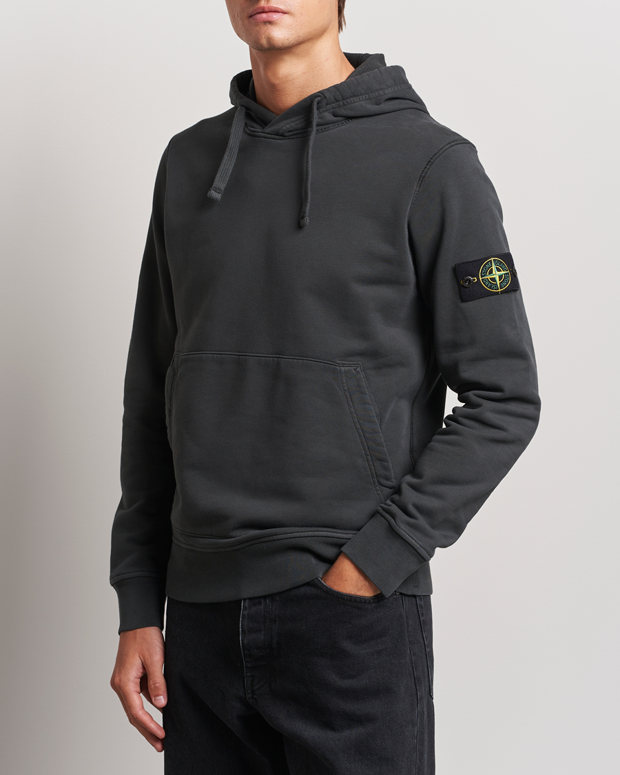 Herr | Tröjor | Stone Island | Garment Dyed Fleece Hood Lead Grey