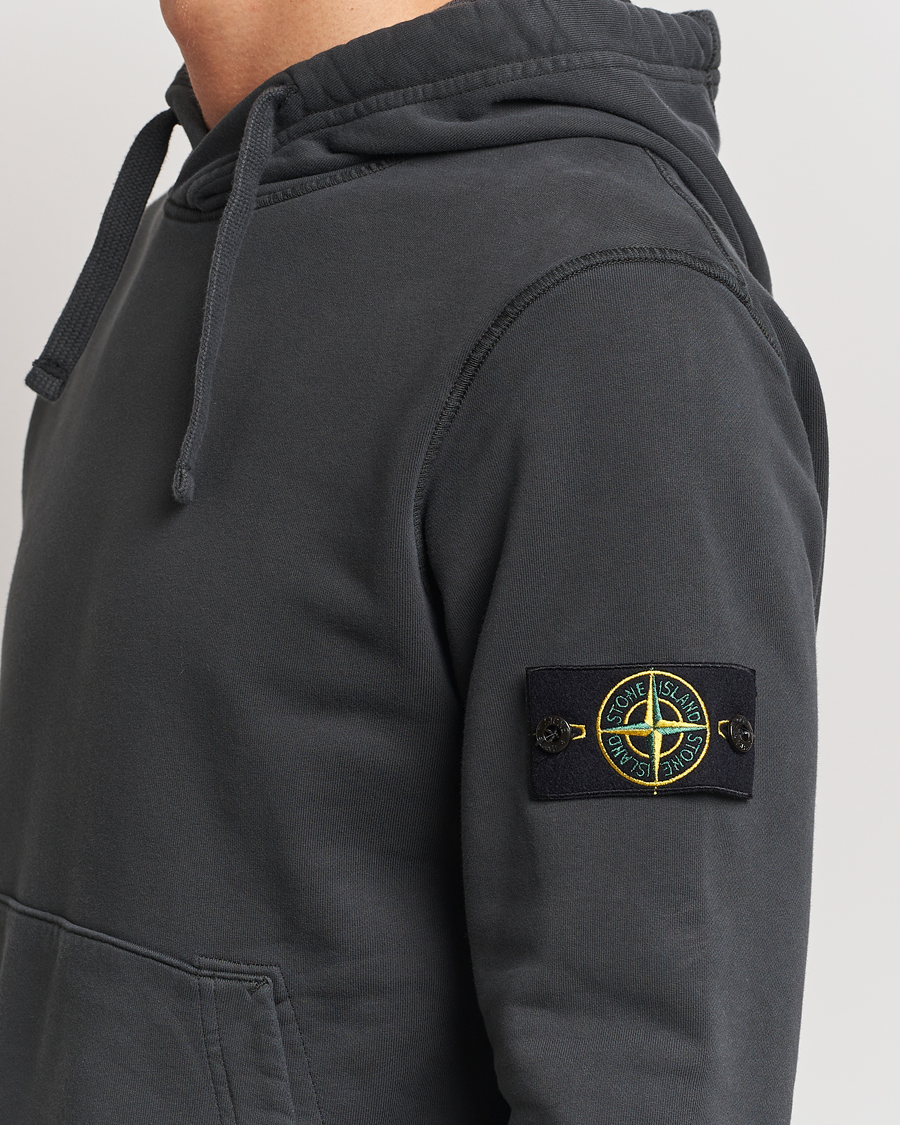 Herr | Tröjor | Stone Island | Garment Dyed Fleece Hood Lead Grey