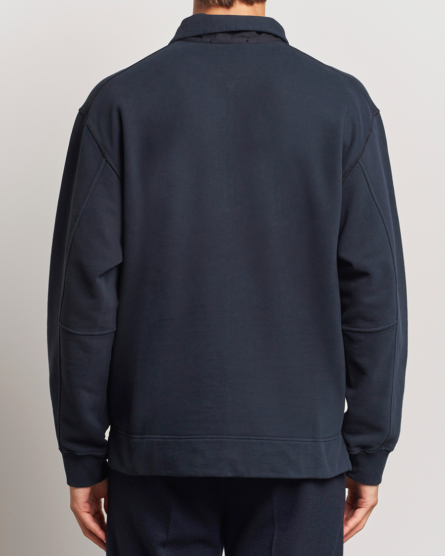 Herr | Tröjor | Stone Island | Garment Dyed Fleece Zip Polo Navy Blue