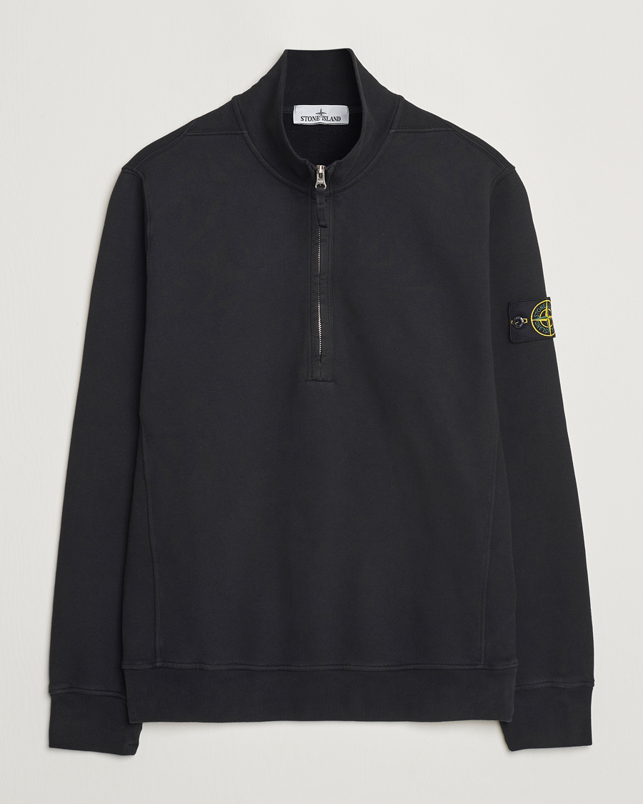 Herr | Tröjor | Stone Island | Garment Dyed Fleece Half Zip Black