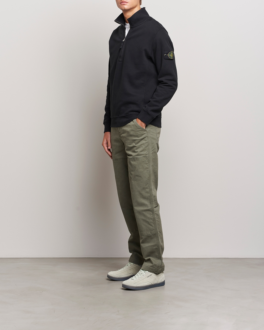 Herr | Tröjor | Stone Island | Garment Dyed Fleece Half Zip Black