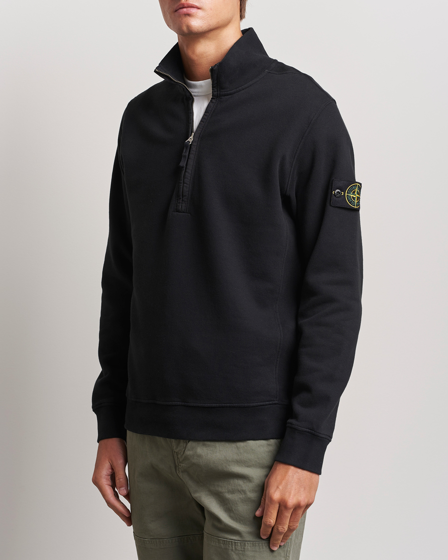 Herr | Tröjor | Stone Island | Garment Dyed Fleece Half Zip Black