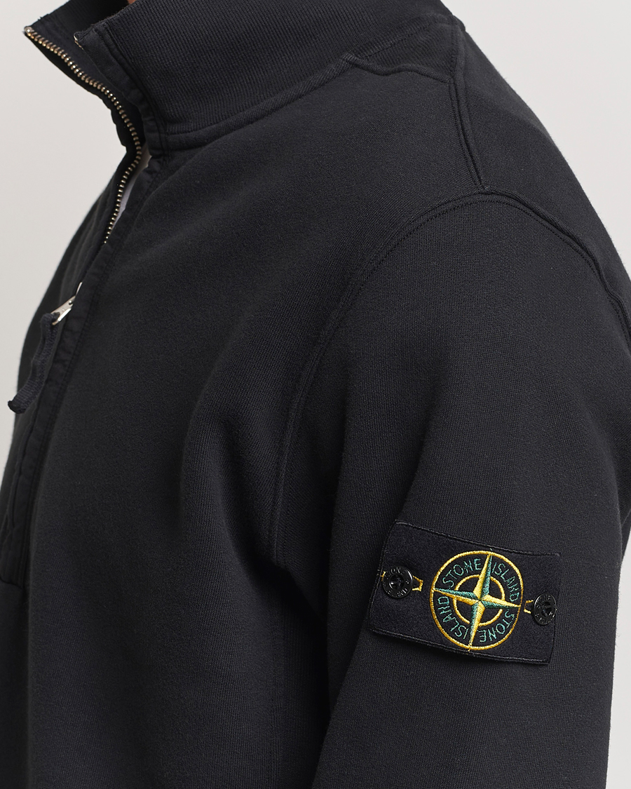 Herr | Tröjor | Stone Island | Garment Dyed Fleece Half Zip Black