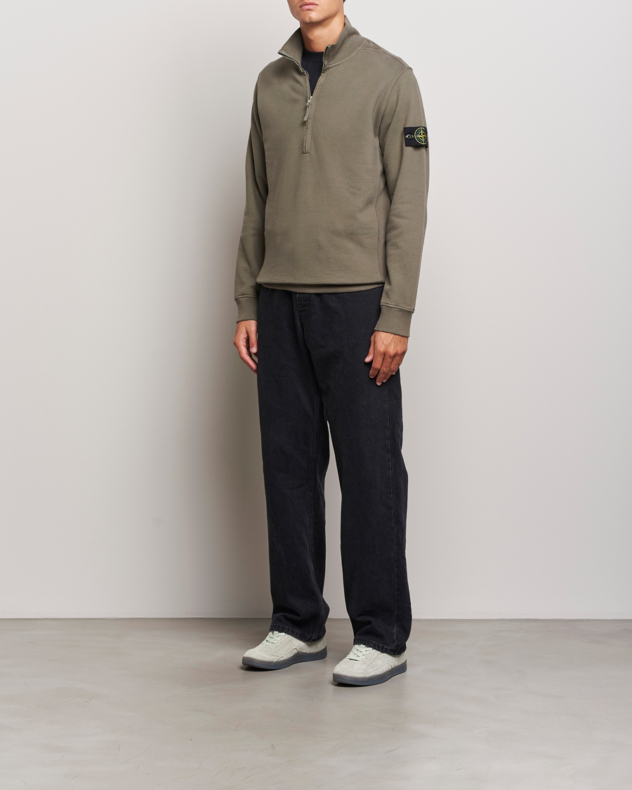 Herr | Tröjor | Stone Island | Garment Dyed Fleece Half Zip Walnut