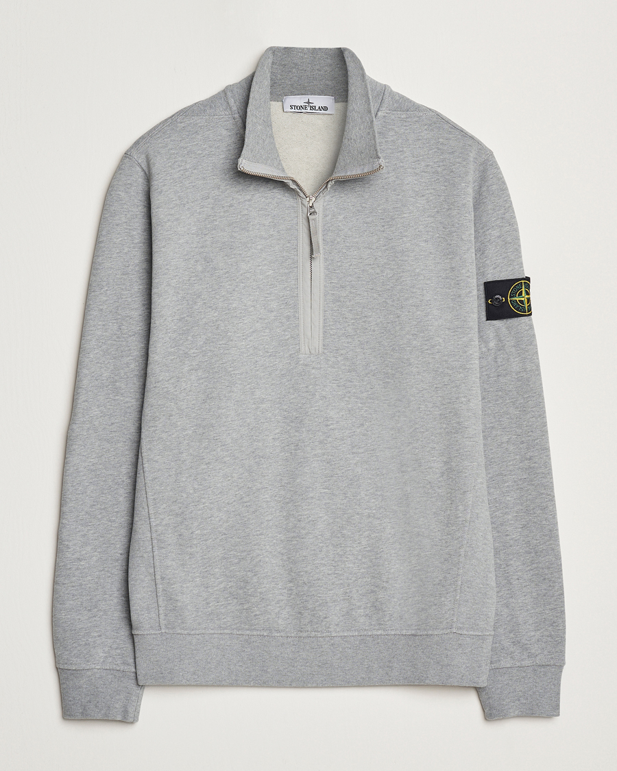 Herr | Tröjor | Stone Island | Garment Dyed Fleece Half Zip Melange Grey