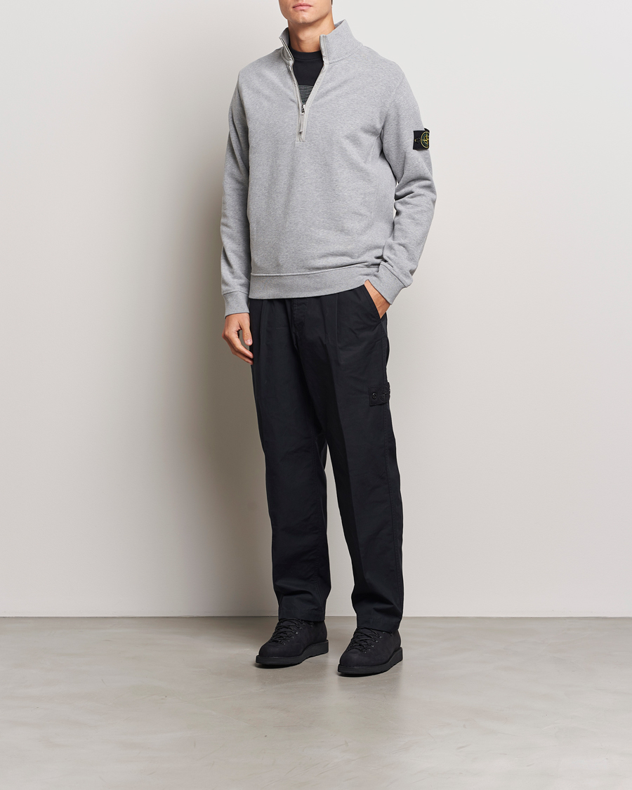 Herr | Tröjor | Stone Island | Garment Dyed Fleece Half Zip Melange Grey
