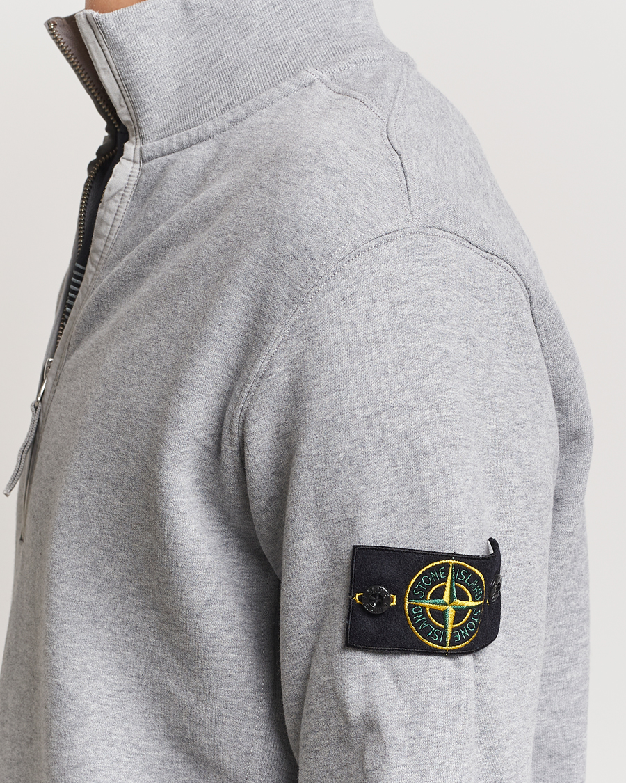 Herr | Tröjor | Stone Island | Garment Dyed Fleece Half Zip Melange Grey