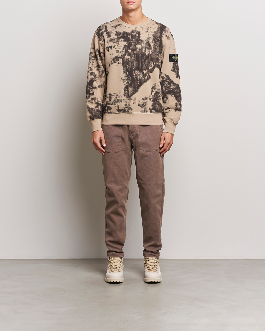Herr | Tröjor | Stone Island | Garment Dyed Fleece Camo Sweatshirt Dove Grey