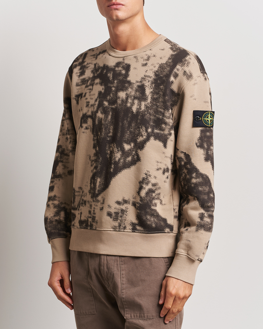 Herr | Tröjor | Stone Island | Garment Dyed Fleece Camo Sweatshirt Dove Grey